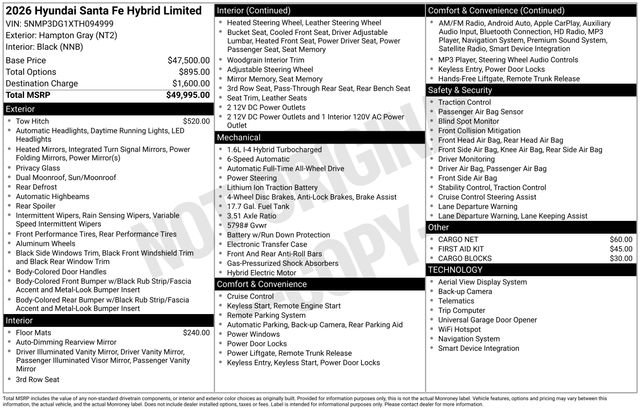 New 2026 Hyundai Santa Fe Limited AWD/4WD image 4