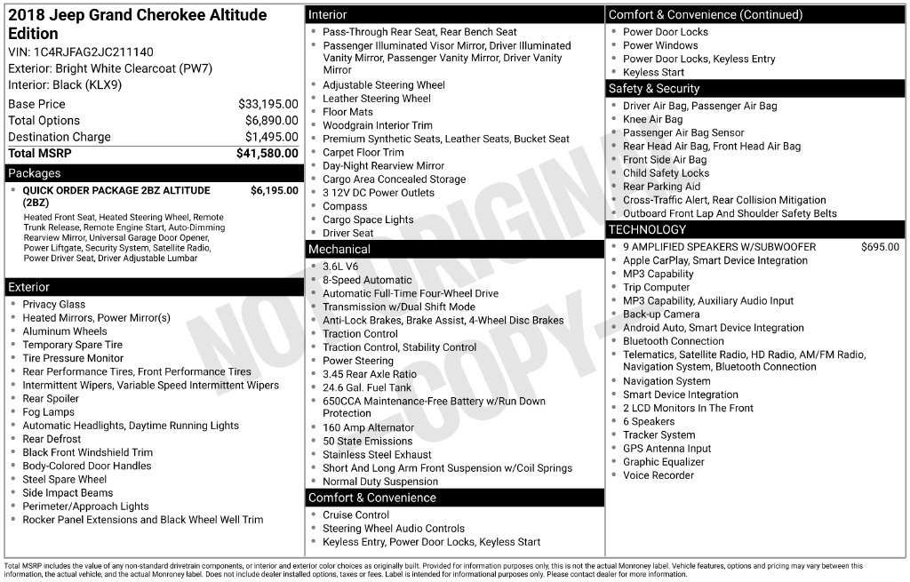 Certified 2018 Jeep Grand Cherokee Altitude AWD/4WD image 7