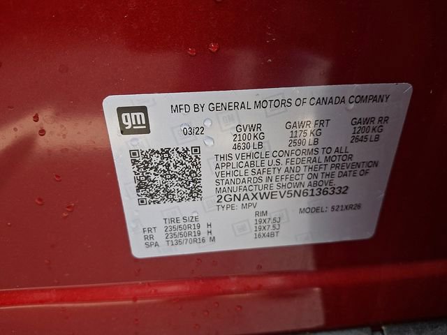 Used 2022 Chevrolet Equinox RS w/ RS Leather Package image 27