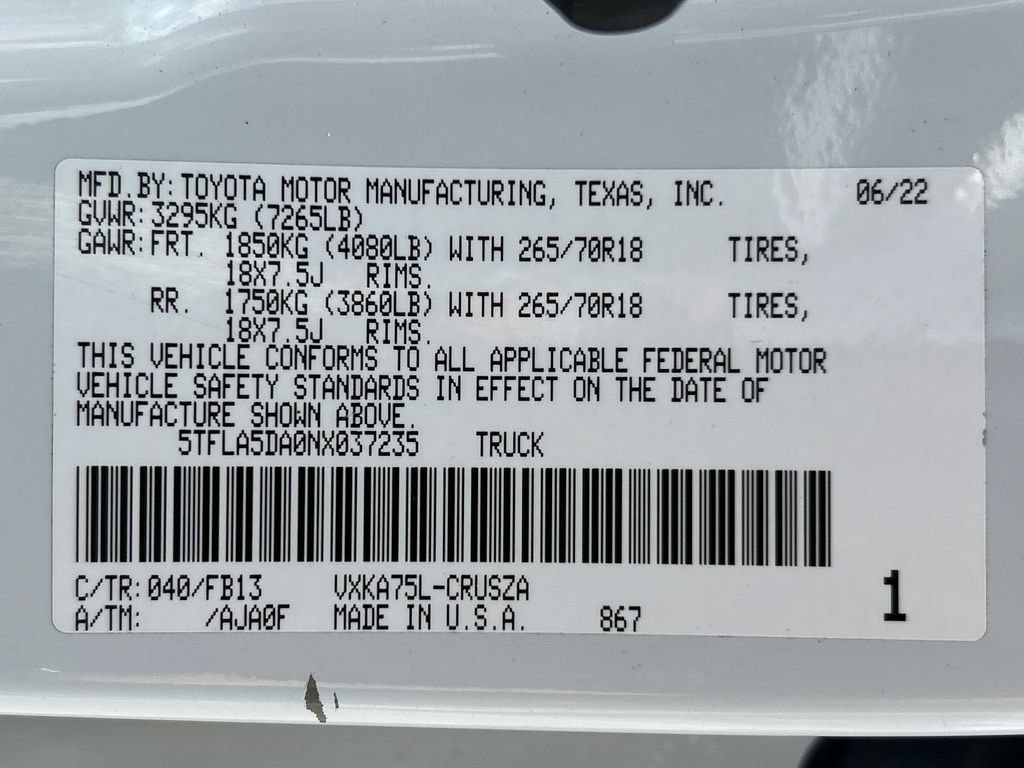 Used 2022 Toyota Tundra SR5 w/ SR5 Convenience Package AWD/4WD image 30