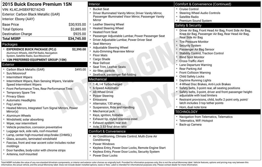 Used 2015 Buick Encore Premium w/ Experience Buick Package image 7