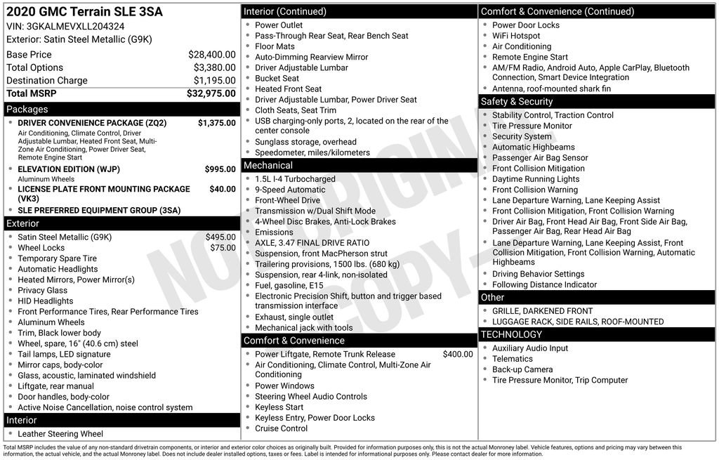 Used 2020 GMC Terrain SLE w/ Driver Convenience Package FWD image 7