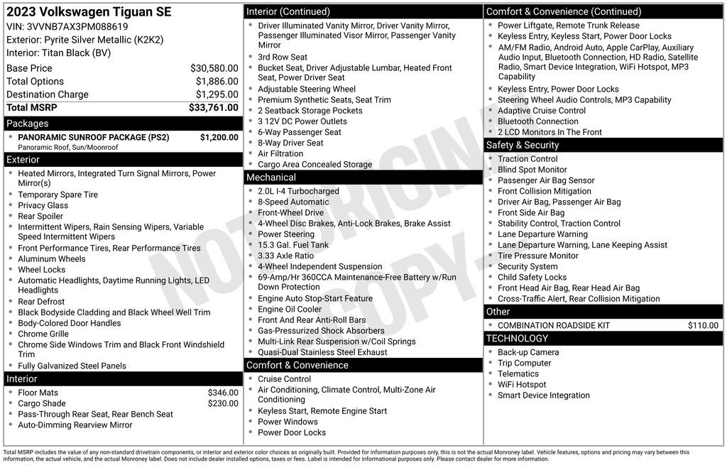 Used 2023 Volkswagen Tiguan SE w/ Panoramic Sunroof Package FWD image 5