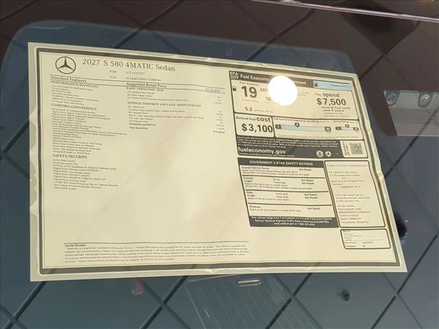 New 2027 Mercedes-Benz S 580 4MATIC Sedan image 15