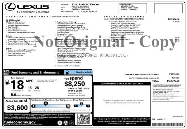 Used 2024 Lexus LC 500 Convert w/ Inspiration Series image 81