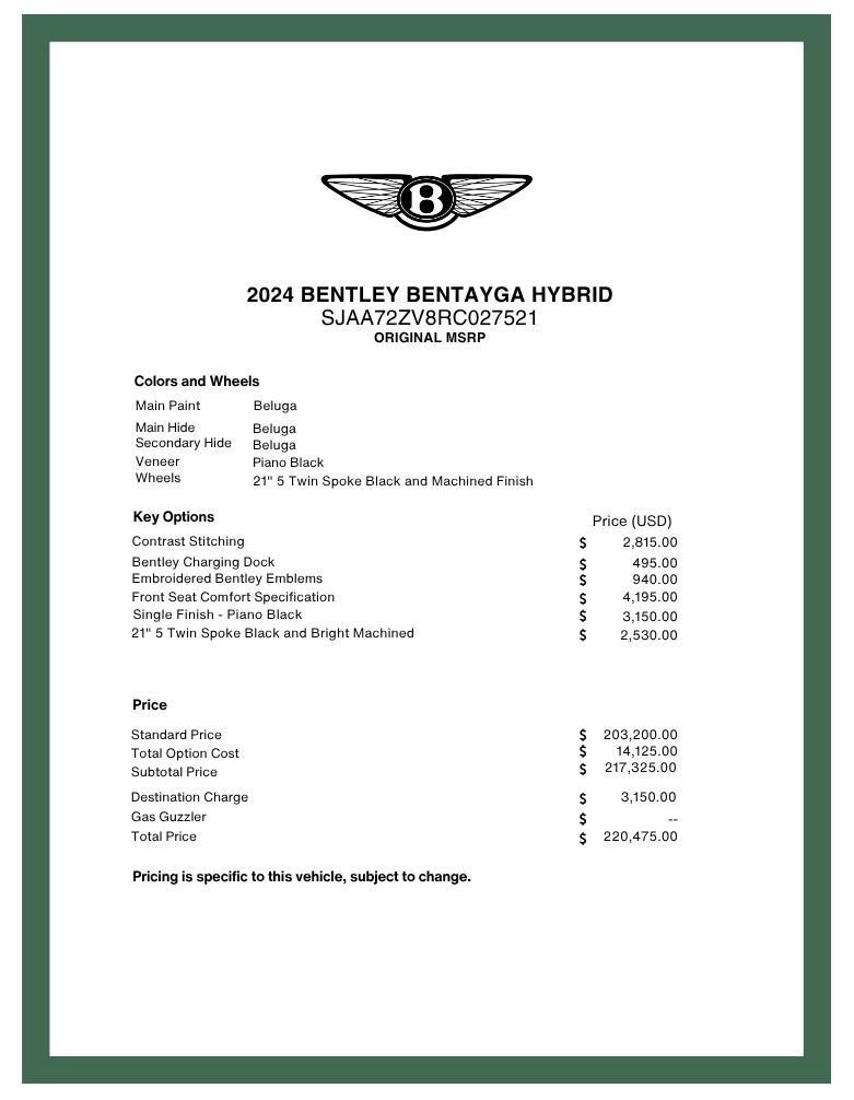 Certified 2024 Bentley Bentayga Plug-In Hybrid AWD/4WD image 22