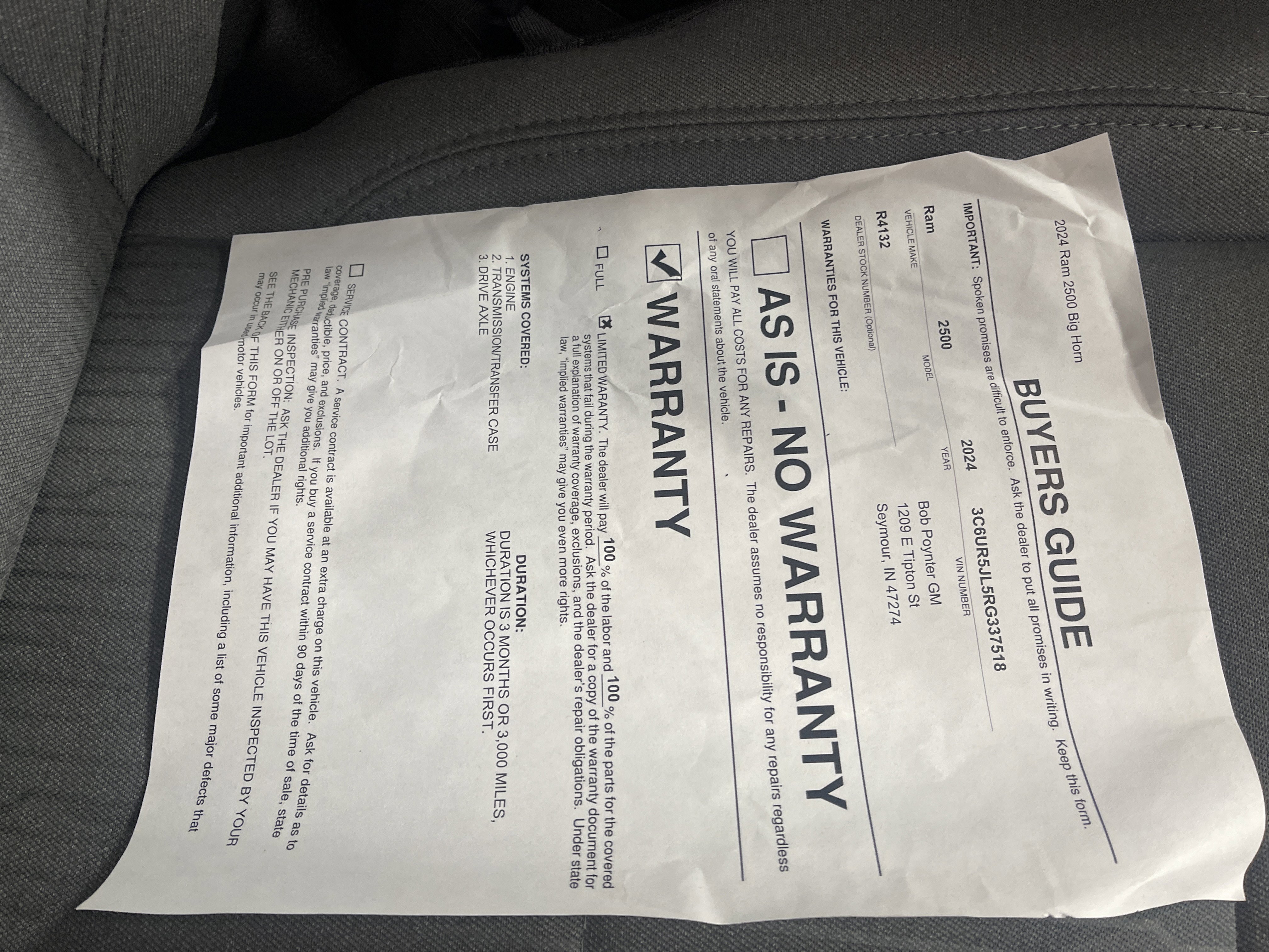 Used 2024 RAM 2500 Big Horn image 26