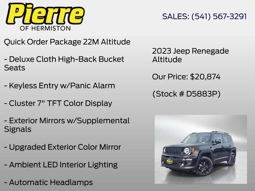 Used 2023 Jeep Renegade Altitude w/ Sun/Sound Group AWD/4WD image 6