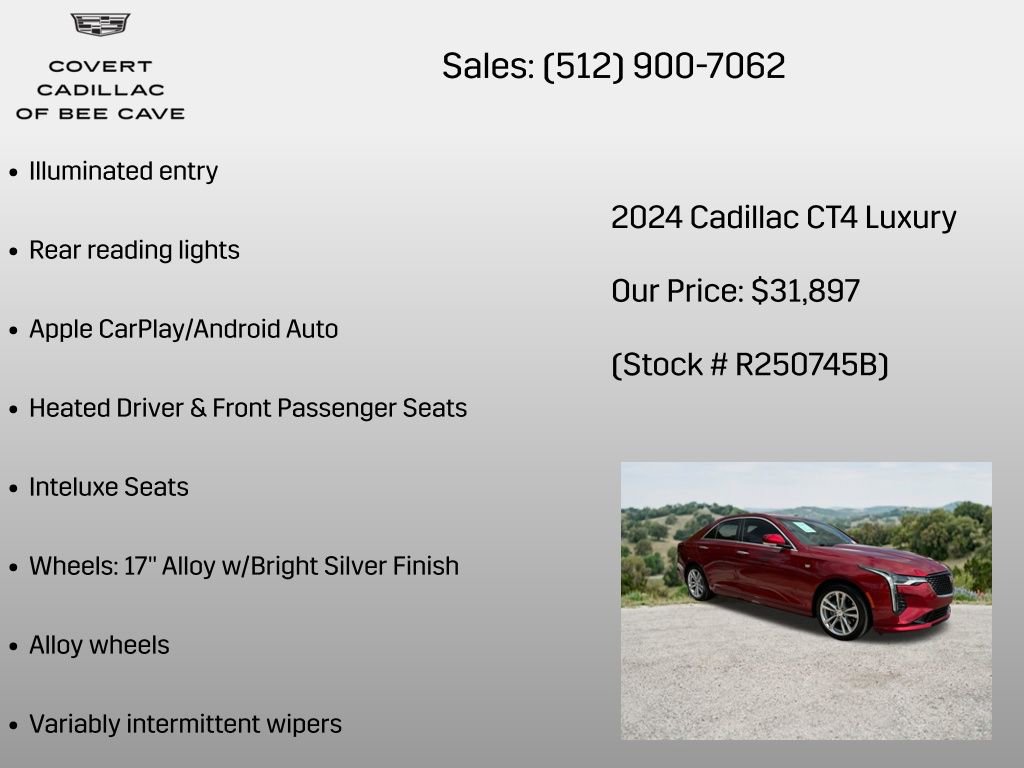Certified 2024 Cadillac CT4 Luxury w/ Sun And Sound Package RWD image 32