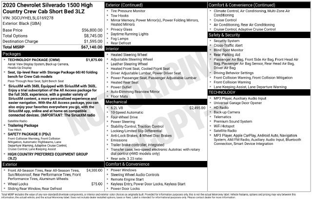 Used 2020 Chevrolet Silverado 1500 High Country w/ Technology Package AWD/4WD image 7