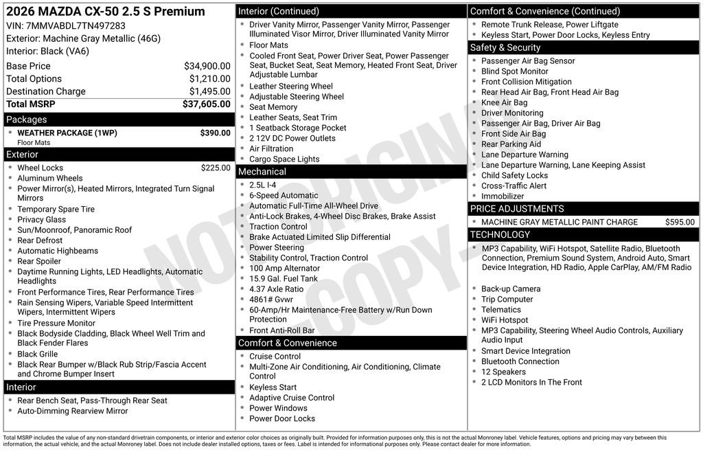 New 2026 MAZDA CX-50 AWD 2.5 S w/ Weather Package image 36
