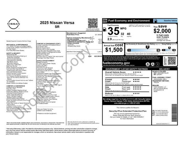 New 2025 Nissan Versa SR w/ Trunk Package image 31