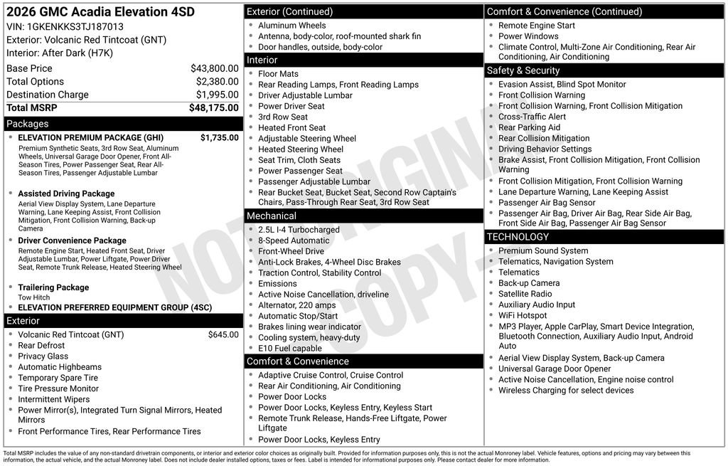 Used 2026 GMC Acadia Elevation w/ Elevation Premium Package FWD image 27
