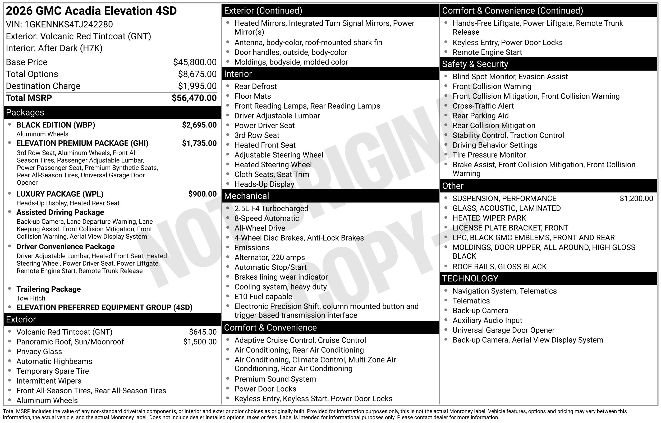 New 2026 GMC Acadia Elevation w/ Black Edition AWD/4WD image 3