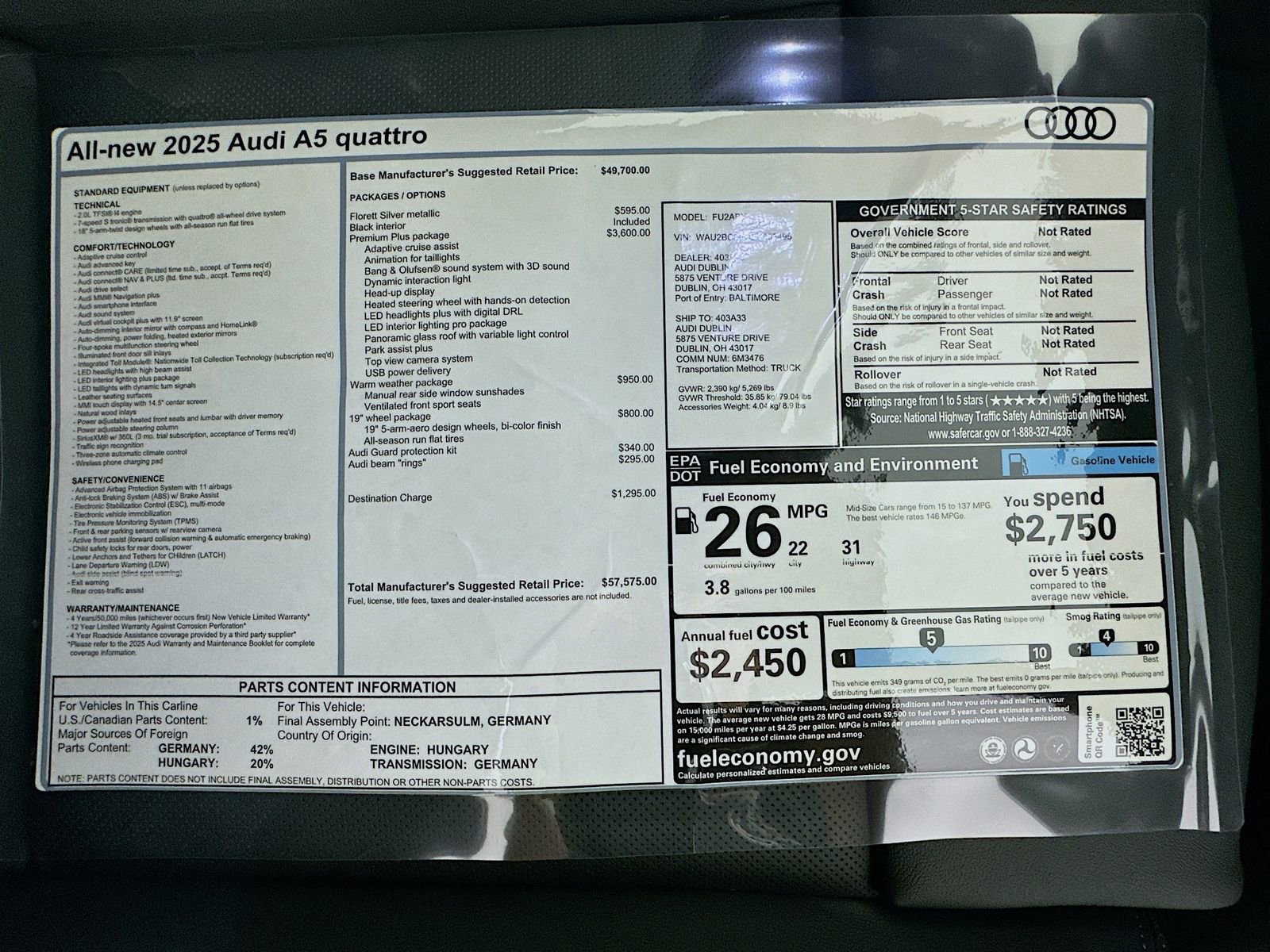 New 2025 Audi A5 2.0T Premium AWD/4WD image 9