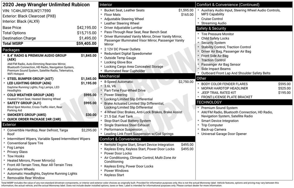 Certified 2020 Jeep Wrangler Unlimited Rubicon AWD/4WD image 9