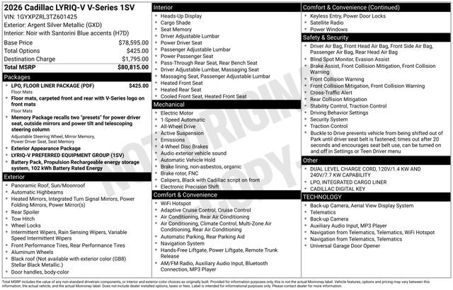 New 2026 Cadillac Lyriq V w/ LPO, Floor Liner Package image 4