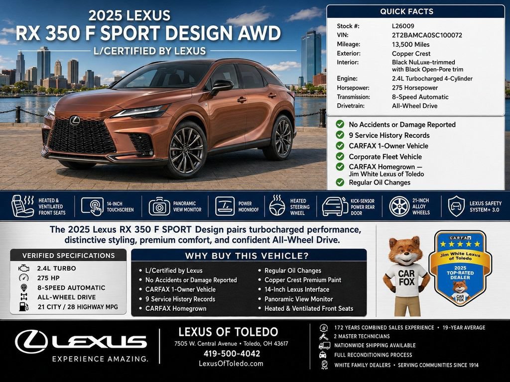 Certified 2025 Lexus RX 350 F Sport w/ Convenience Package AWD/4WD image 3