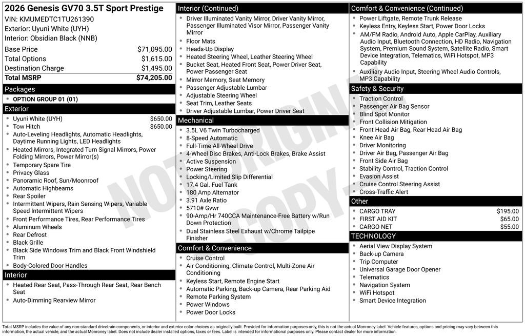 New 2026 Genesis GV70 3.5T Sport Prestige image 9