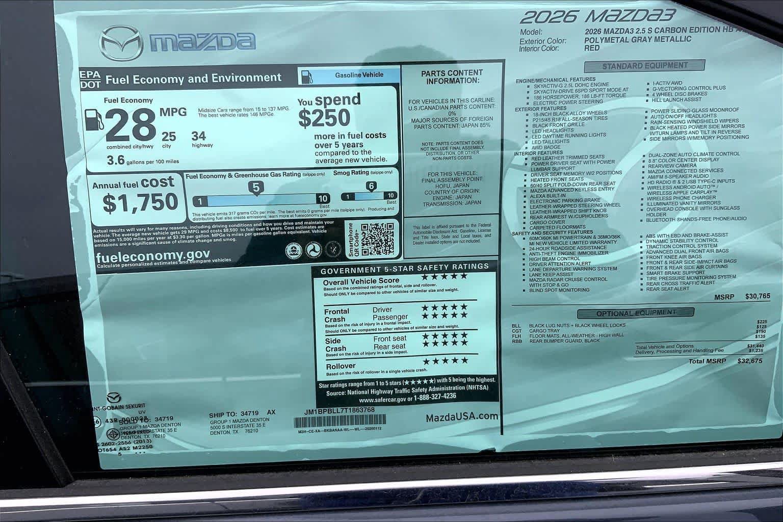 New 2026 MAZDA MAZDA3 Carbon AWD/4WD image 20