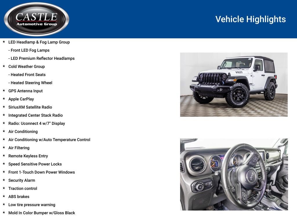 Used 2021 Jeep Wrangler Willys w/ LED Headlamp & Fog Lamp Group image 12