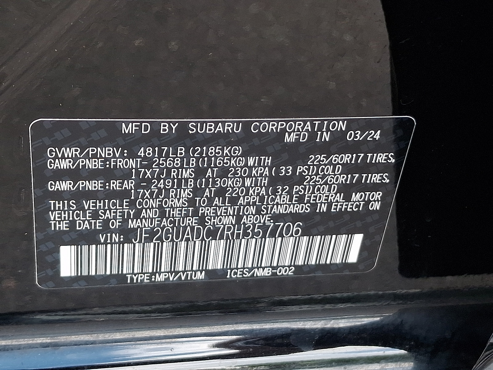 Certified 2024 Subaru Crosstrek 2.0i Premium AWD/4WD image 27