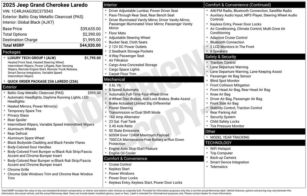 New 2025 Jeep Grand Cherokee Laredo w/ Luxury Tech Group I image 15