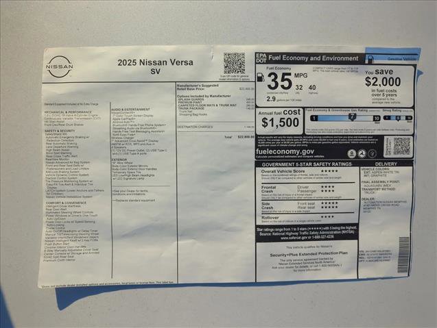 New 2025 Nissan Versa SV w/ Trunk Package image 20