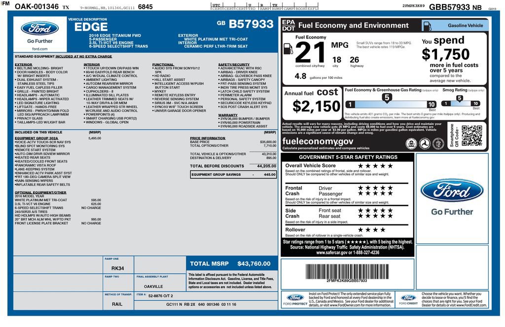 Used 2016 Ford Edge Titanium w/ Equipment Group 302A FWD image 5