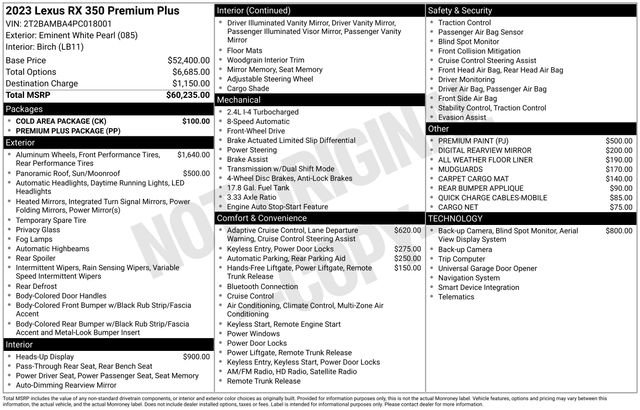 Used 2023 Lexus RX 350 Premium Plus w/ Cold Area Package FWD image 32