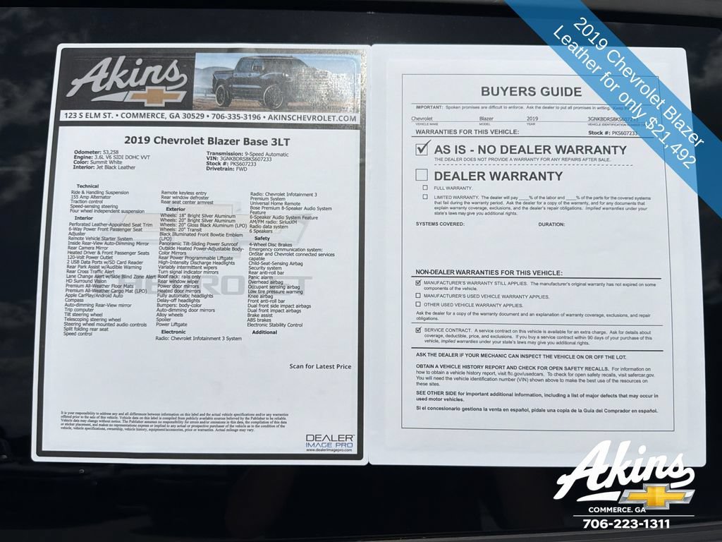 Certified 2019 Chevrolet Blazer LT w/ Sun and Wheels Package FWD image 11