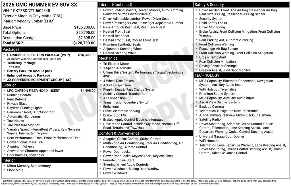 Used 2026 GMC Hummer EV 3X w/ Carbon Fiber Edition Package AWD/4WD image 35