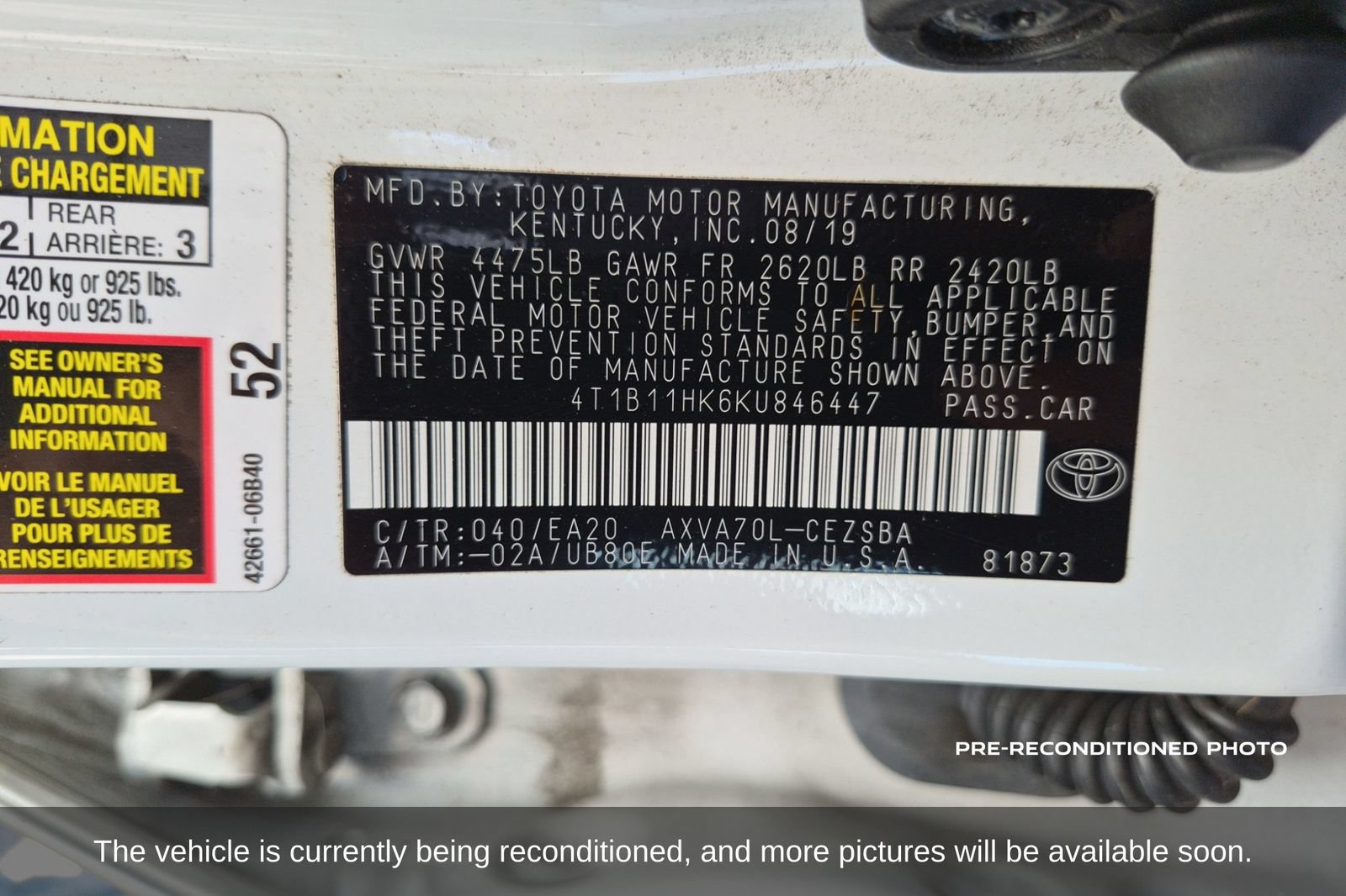 Used 2019 Toyota Camry SE w/ Carpet Mat Package FWD image 19