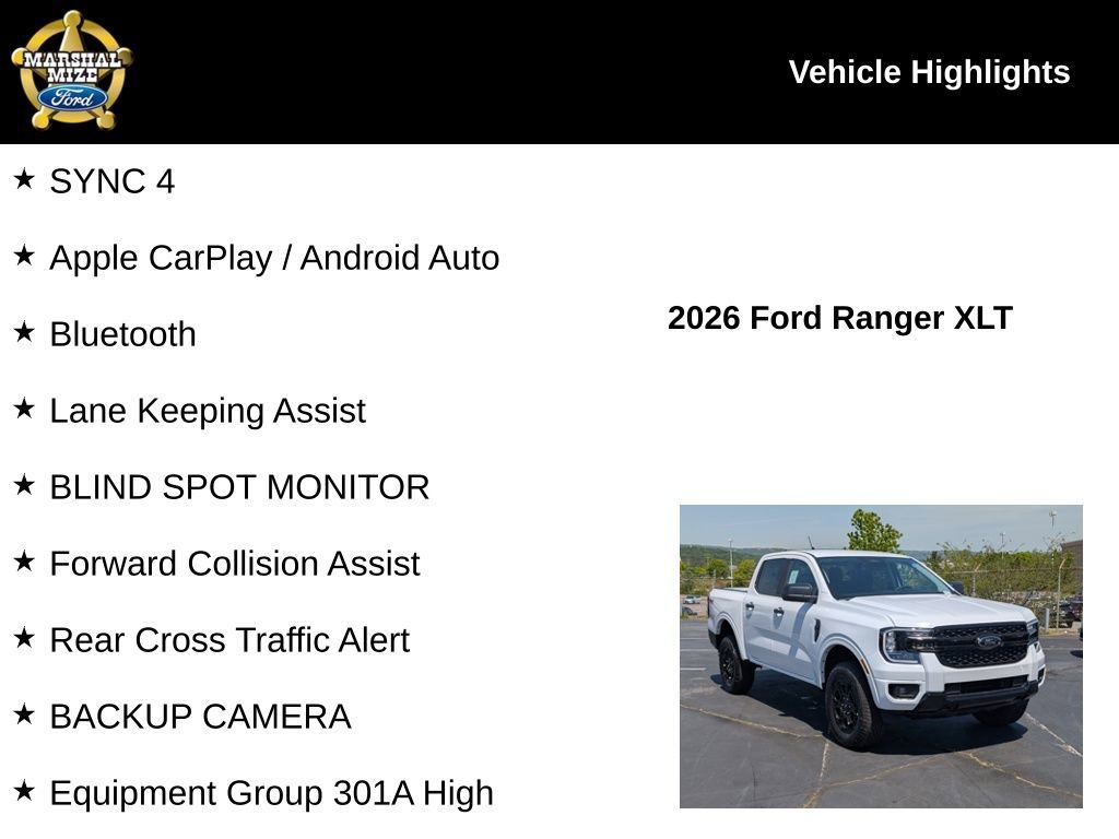 New 2026 Ford Ranger XLT w/ Equipment Group 301A High AWD/4WD image 2