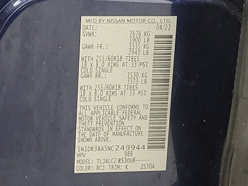 Used 2022 Nissan Pathfinder SV w/ Cargo Package FWD image 33