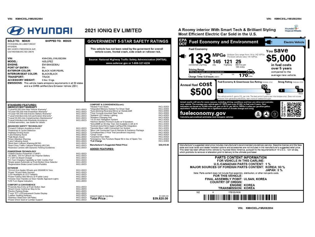 Used 2021 Hyundai Ioniq Limited FWD image 2