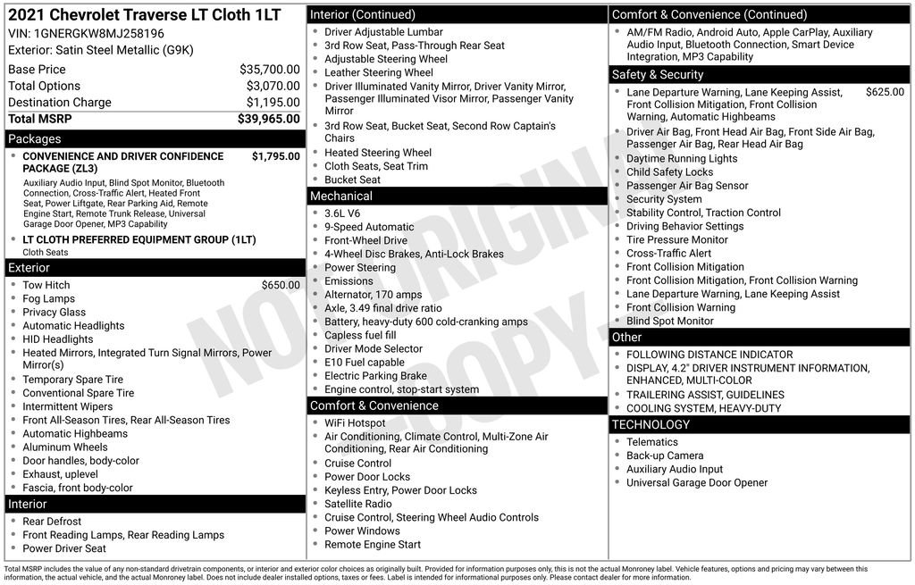 Used 2021 Chevrolet Traverse LT image 27