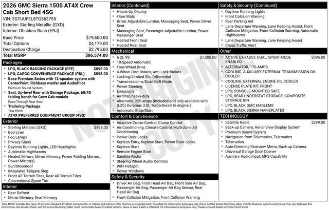 New 2026 GMC Sierra 1500 AT4X w/ LPO, Black Badging Package AWD/4WD image 4