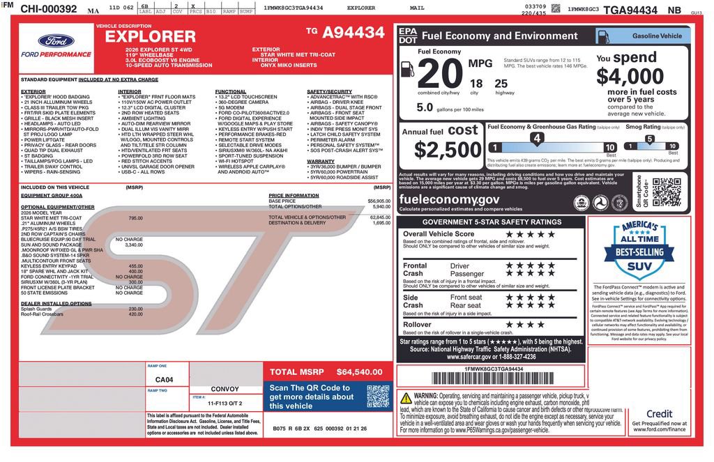 New 2026 Ford Explorer ST w/ Sun And Sound Package AWD/4WD image 32