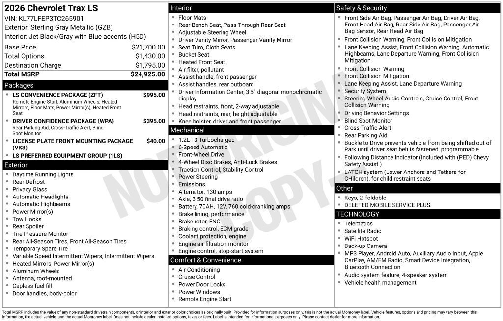 New 2026 Chevrolet Trax LS w/ LS Convenience Package FWD image 25