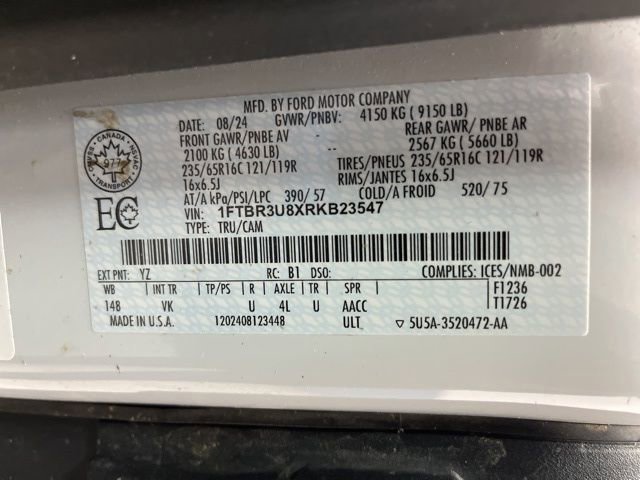 Used 2024 Ford Transit 250 148 High Roof Extended AWD w/ Load Area Protection Package image 31