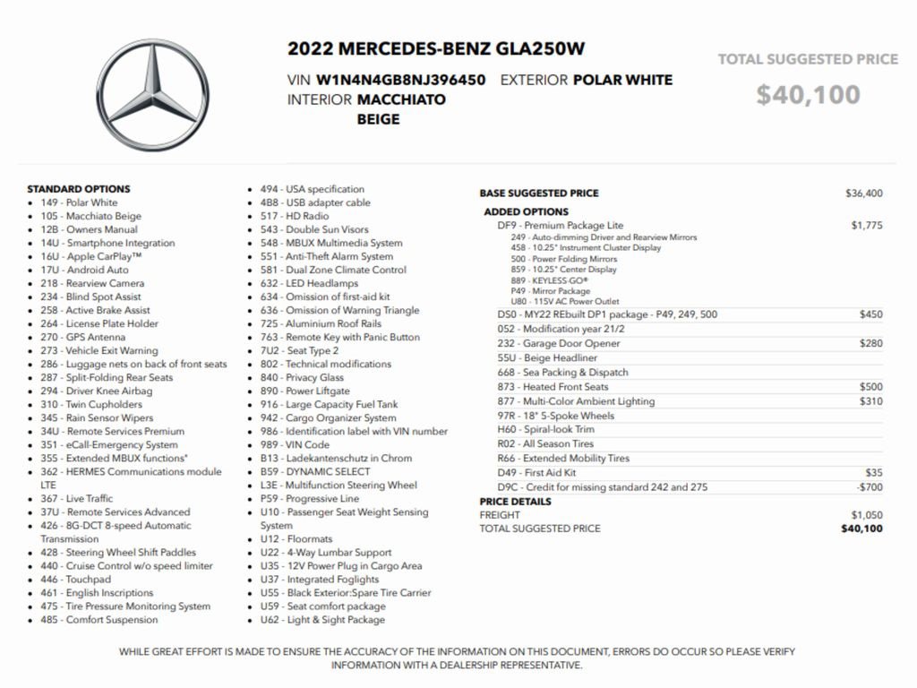 Used 2022 Mercedes-Benz GLA 250 GLA 250 w/ Premium Package Lite image 2