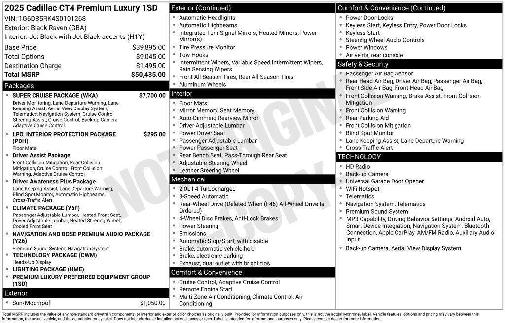 Certified 2025 Cadillac CT4 Premium Luxury w/ Super Cruise Package RWD image 10
