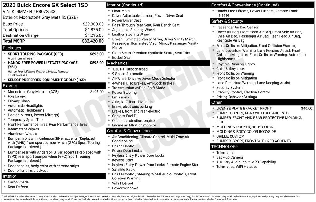 Used 2023 Buick Encore GX Select w/ Sport Touring Package AWD/4WD image 9
