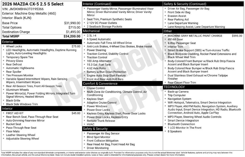 New 2026 MAZDA CX-5 Select AWD/4WD image 6