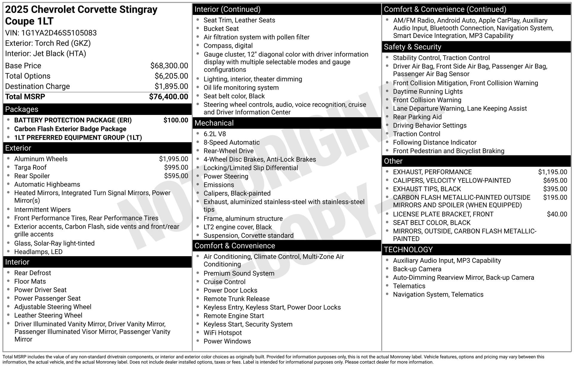 Certified 2025 Chevrolet Corvette Stingray Coupe w/ Battery Protection Package image 3