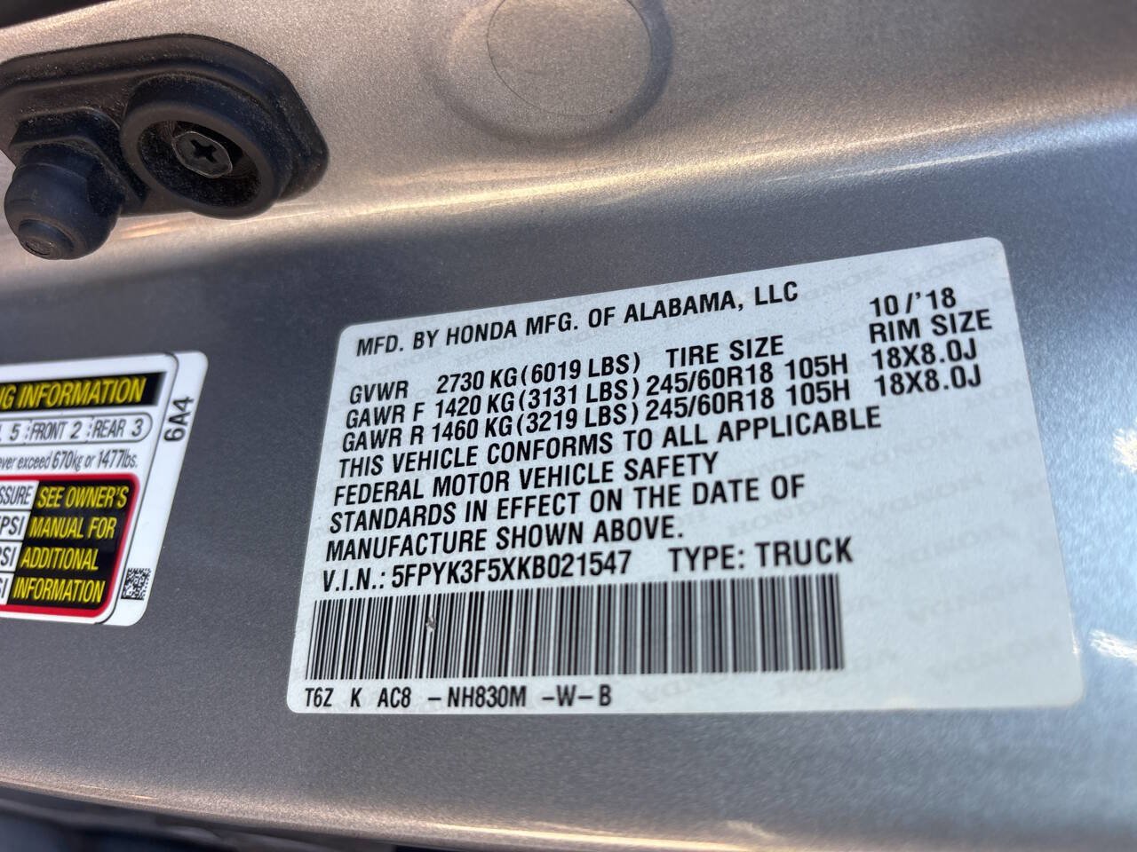 Used 2019 Honda Ridgeline RTL image 24