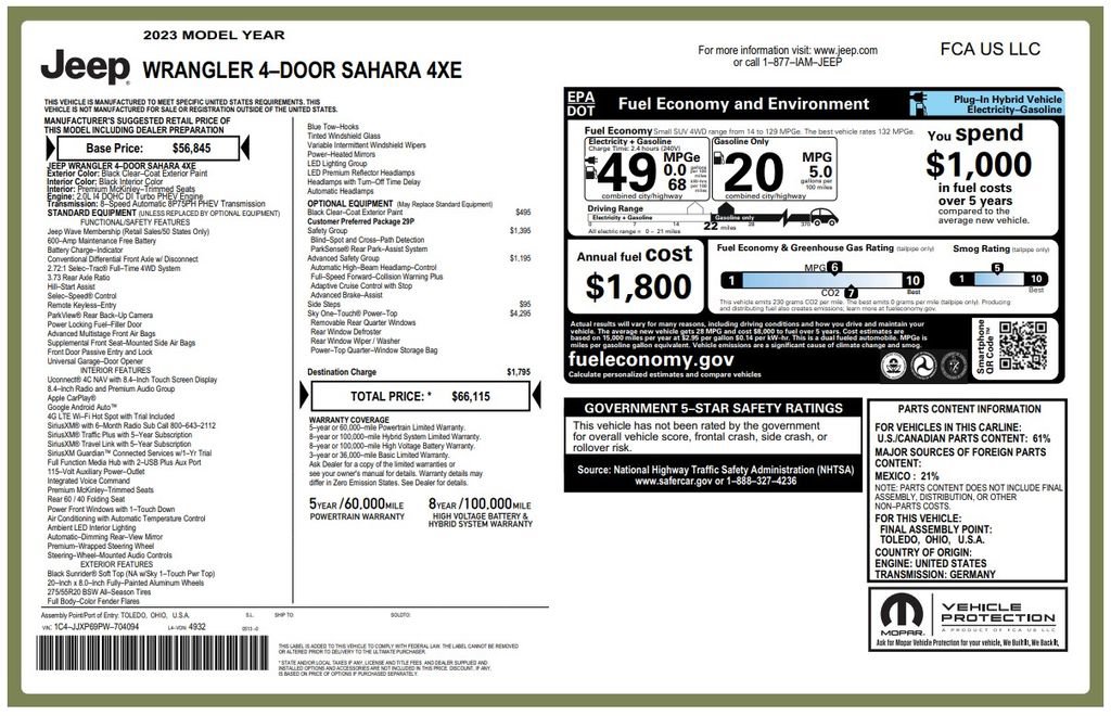 Certified 2023 Jeep Wrangler Unlimited Sahara w/ Safety Group AWD/4WD image 4
