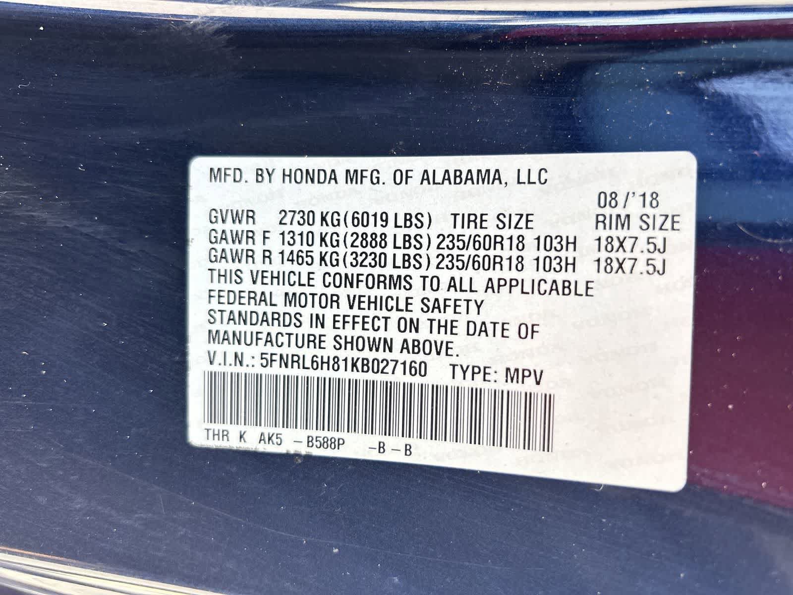 Used 2019 Honda Odyssey Touring image 2