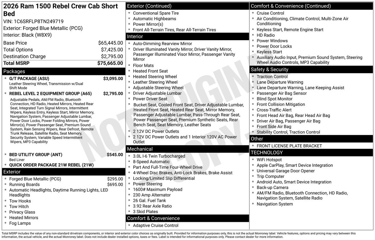 Used 2026 RAM 1500 Rebel w/ G/T Package AWD/4WD image 36